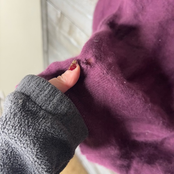 Purple lambswool angora blend tie front sweater - Picture 3 of 5